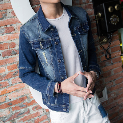 韩版男士牛仔夹克衫男生牛仔衣服休闲青少年修