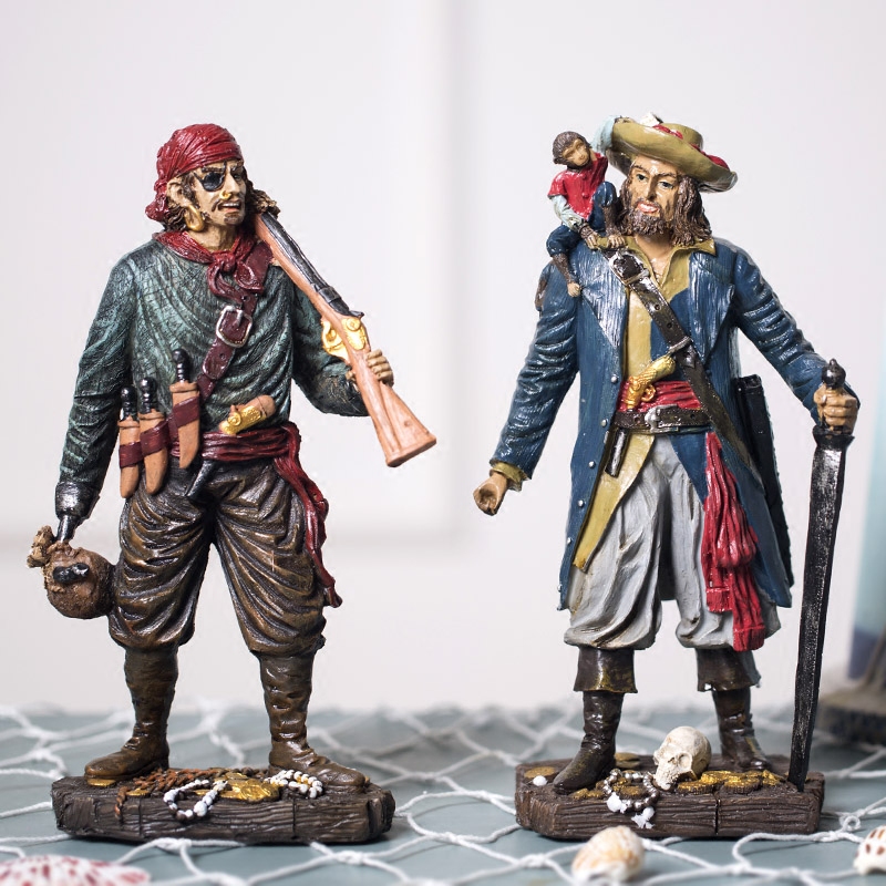 地中海家居装饰摆件树脂加勒比海盗人物橱窗摆设船长水手装饰礼品
