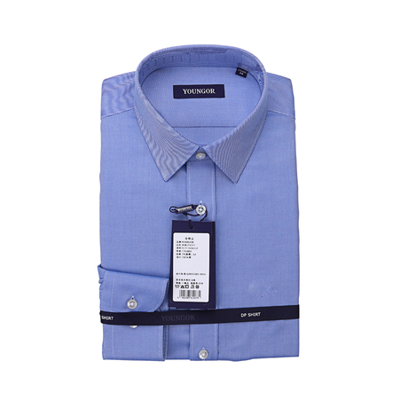 雅戈尔长袖衬衫男TP高支衬衫DP纯棉免烫蓝色纯色商务正装粉色商品大图