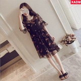 2017大码女装夏装新款连衣裙子显瘦mm妹妹藏肉减龄秋装秋季套装