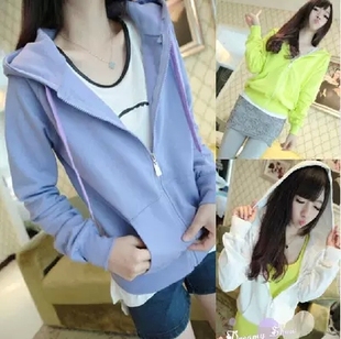 2015<em>春秋</em>少女上衣长袖<em>大码女装</em>连帽<em>开衫</em>卫衣