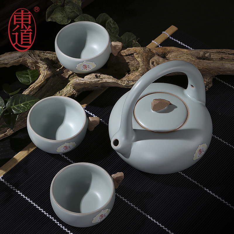 正品恒福东道汝窑功夫茶具景德镇陶瓷提梁茶具套装禅悟小茶组