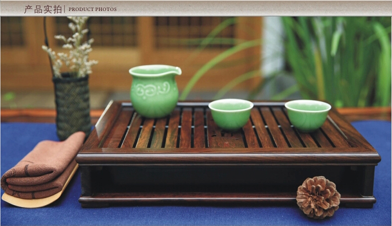 正品汉唐茶具茶盘 黑紫檀木绿檀木小仿古 抽屉式储水式实木茶盘