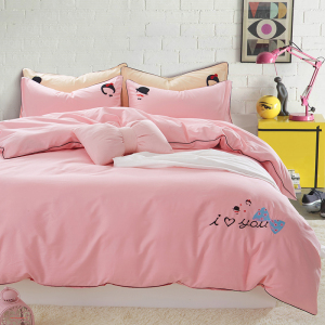 简约纯色情侣纯棉四件套