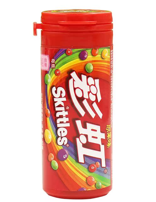 skittles彩虹糖酸劲味包邮30g迷你筒装罐装整盒12瓶