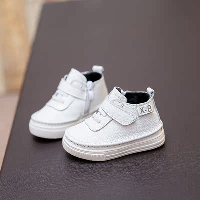 儿童鞋棉皮鞋真皮女童加绒男童宝宝小白1-3岁