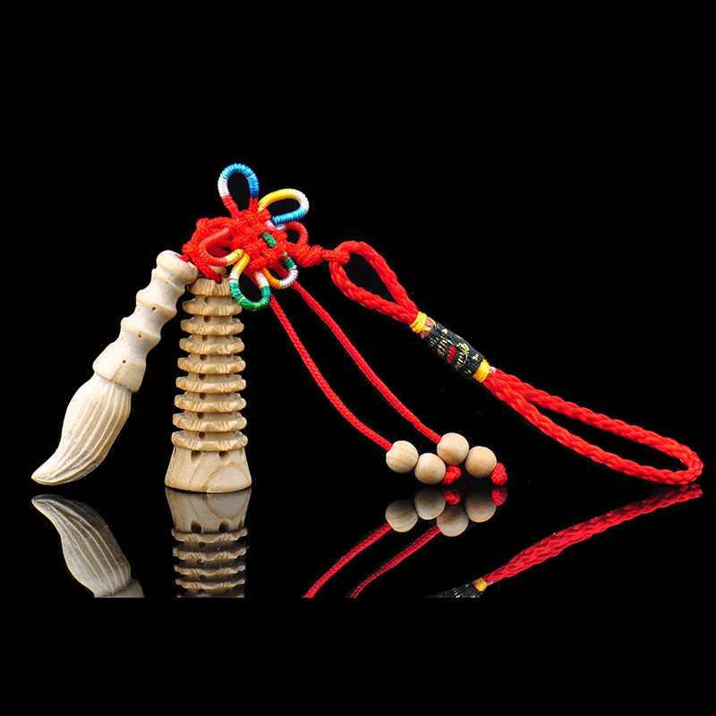 普生缘 开光桃木文昌笔文昌塔钥匙扣手机链挂件旺事业助学业