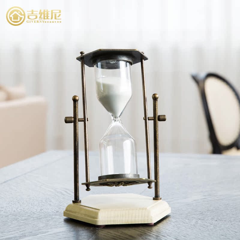 吉维尼 复古旋转沙漏北欧装饰摆件欧式新古典美式样板房装饰品