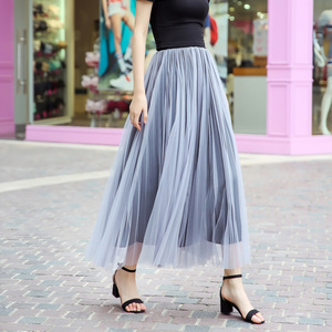 网纱半身裙百褶长裙