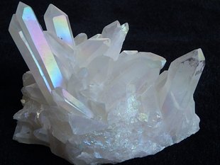 天然 翠晶工坊 四川天然白水晶镀彩不规则 天然矿物晶体标本 收藏观赏
