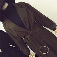 连衣裙式风衣外套中长款军旅风纯色毛呢子大衣