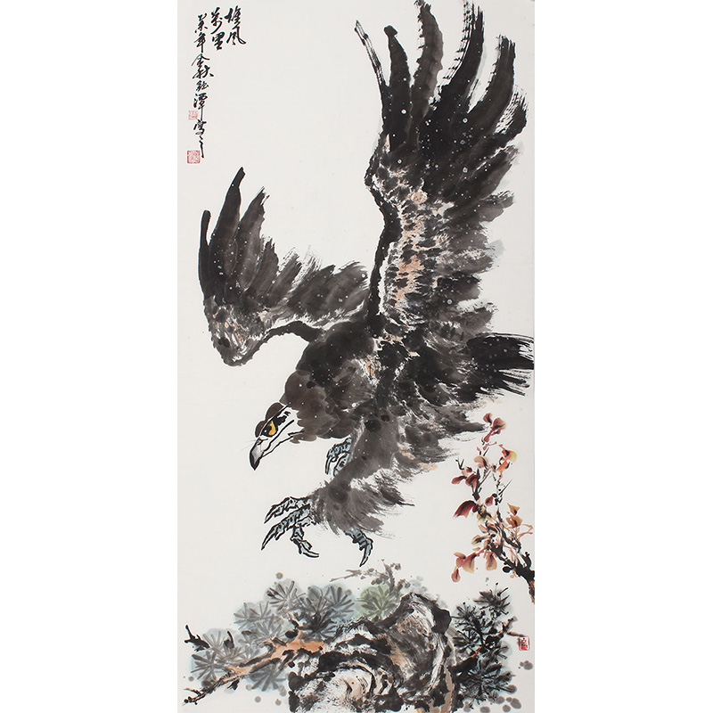 条幅名人字画宣纸复制国画花鸟动物书画作品雄鹰客厅装饰画