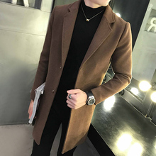 男装 纯色毛呢大衣修身 XS码 翻领外套加厚风衣小码 LES秋冬S号中长款