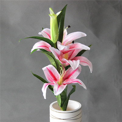 高档仿真百合花 郁金香花 仿真花假花绢花摆放花艺 居家装饰花艺