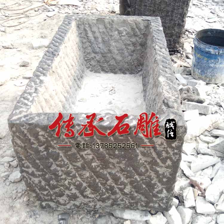石雕鱼缸大理石盆庭院室外石天然石头鱼池花池青石老