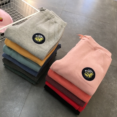 冬加绒卫裤学生运动裤宽松加厚女生裤子韩版休