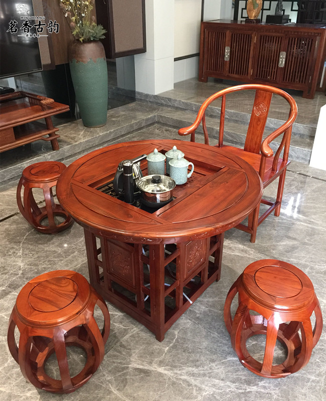 中式实木功夫茶桌椅子组合 扇形泡茶桌茶艺桌喝茶桌茶几 现货特价