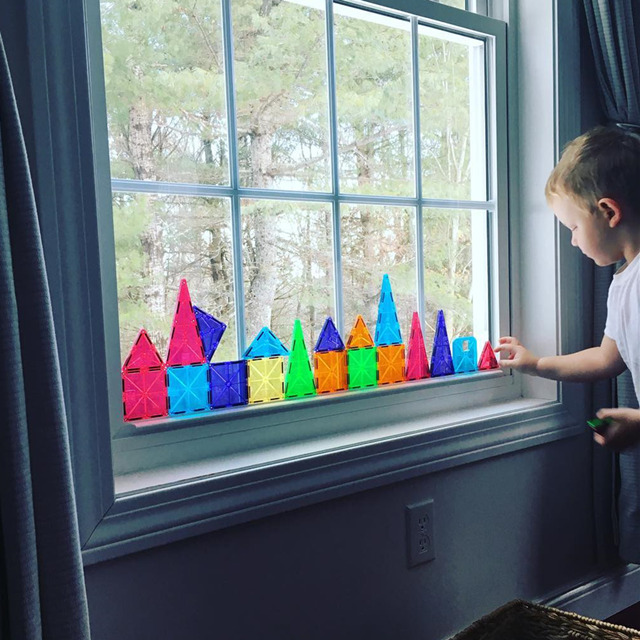 出口美国 STEM玩具 彩窗磁力片 透明彩色建构