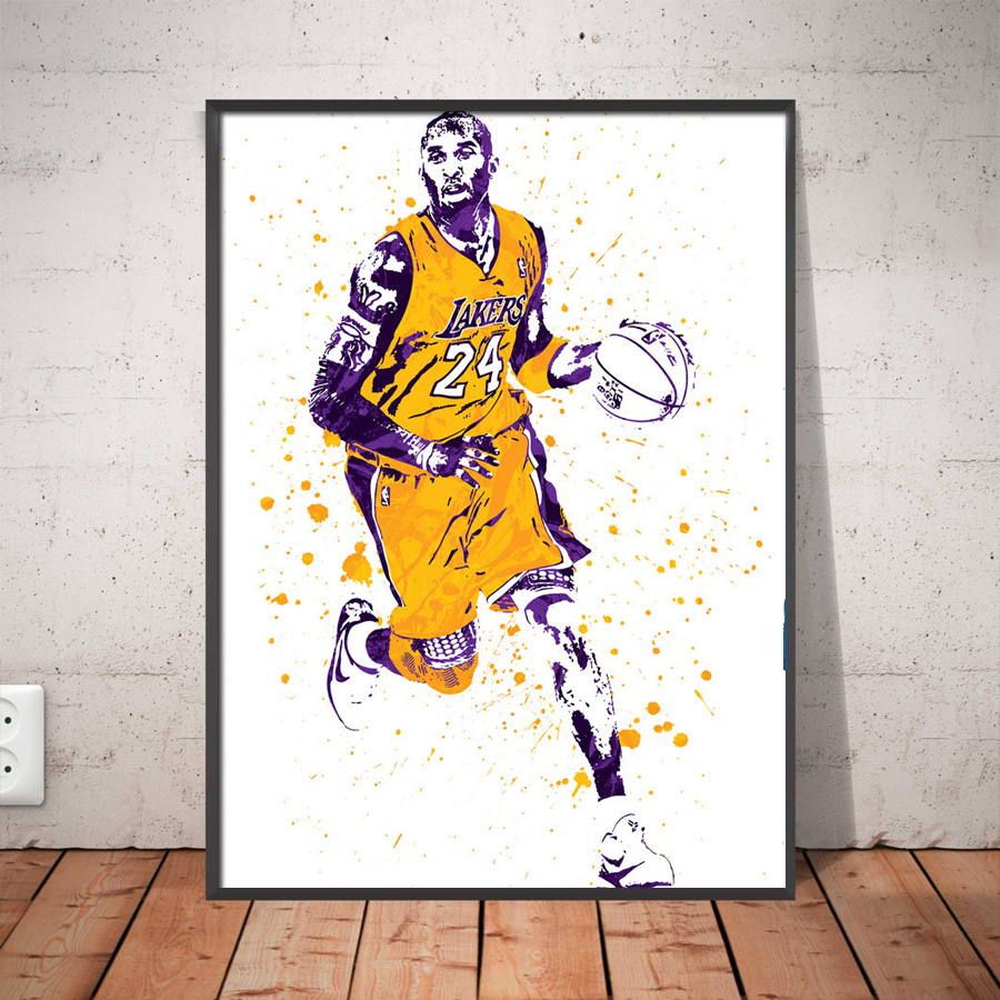 科比布莱恩特kobe bryant装饰有框挂画nba篮球明星湖人家居黑曼巴