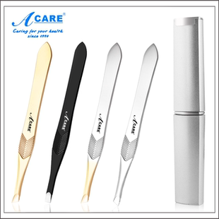 Acare 眉钳 夹眉毛镊子 不锈钢 眉夹 斜口拔胡子 眉毛夹 美妆工具