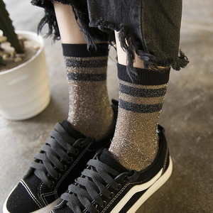 超薄透明中筒水晶袜