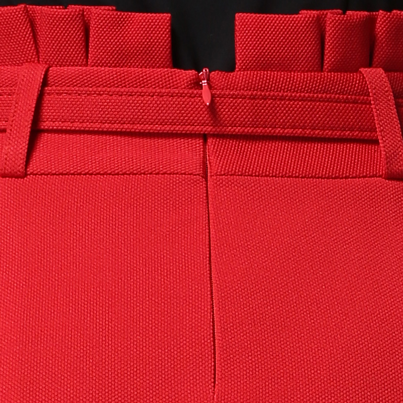 职业韩版大码红色秋季高腰一步包臀裙弹力长款