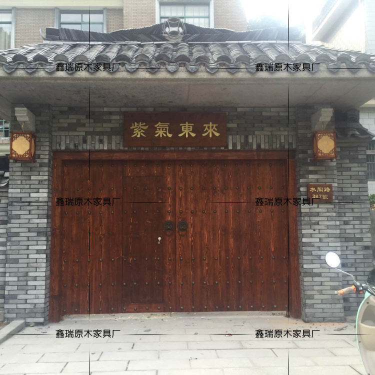 中式仿古实木大门原木进户门 农村庭院别墅复古大门围墙双开大门