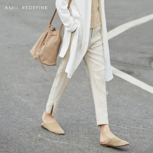 高腰直筒裤棉麻长裤