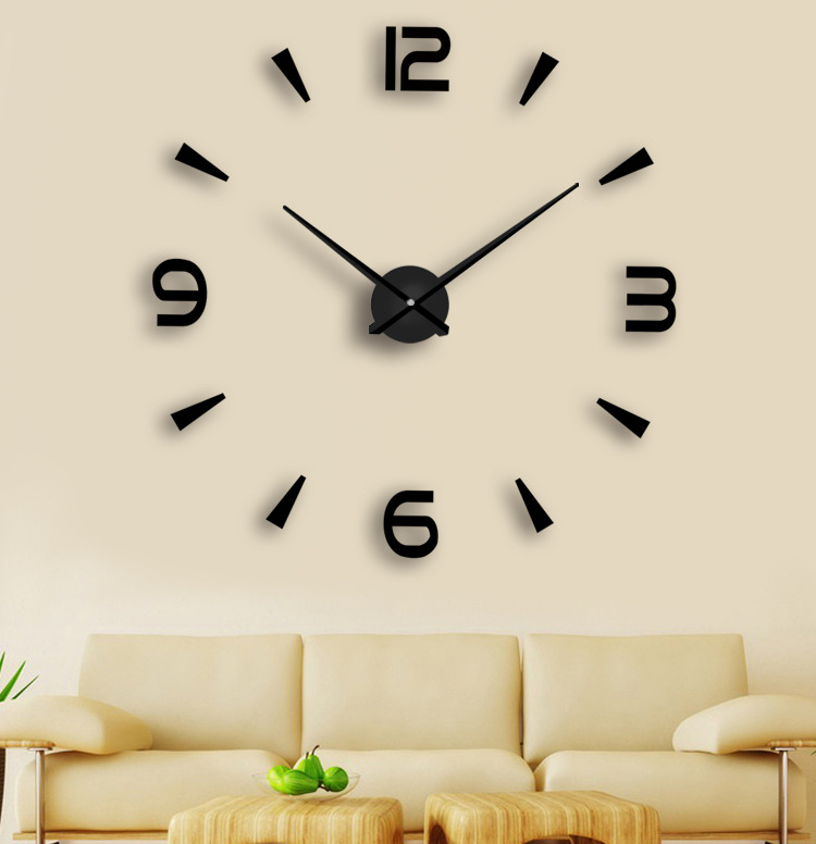 创意diy挂钟简约现代客厅钟表大气静音家用个性墙贴钟3d立体时钟