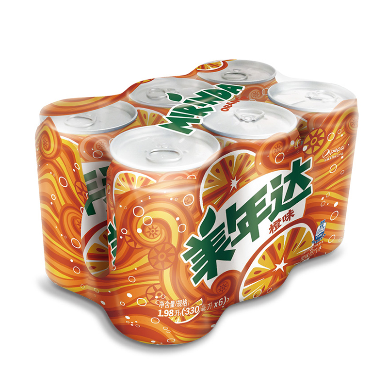 美年达橙味碳酸饮料330ml*6罐 百事出品