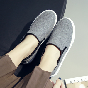 灰色松糕厚底一脚蹬乐福鞋