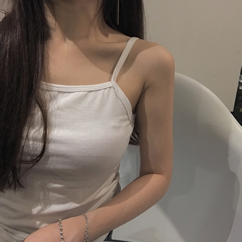 qgz 韩版2017新款夏装基础款弹力百搭性感吊带背心女学生短款上衣