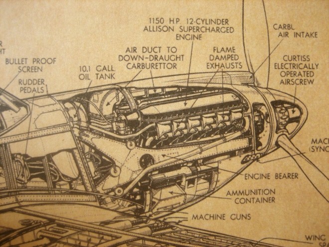 p51野马战斗机二战美国结构图纸 怀旧复古牛皮纸海报53*38cm