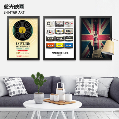音乐吉他装饰画琴行酒吧创意挂画客厅个性沙发背景壁画玄关有框画