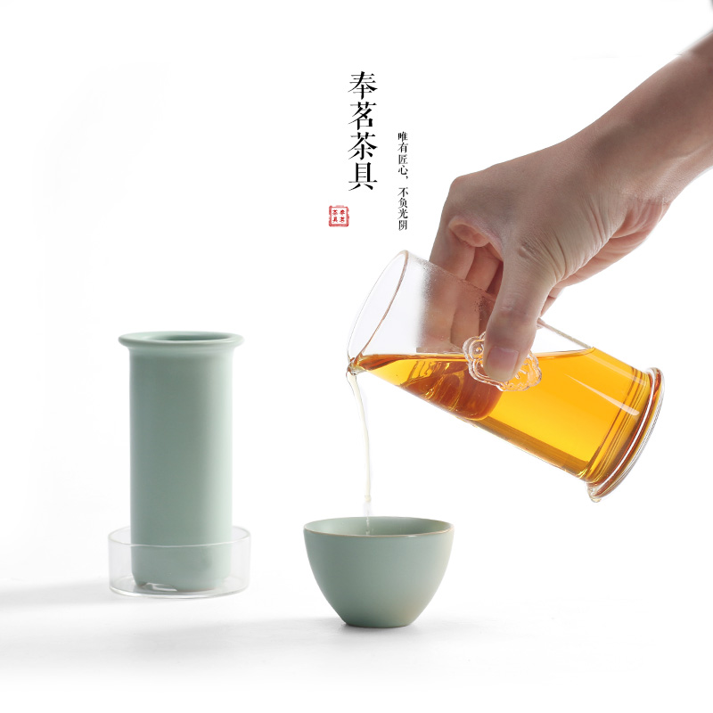 奉茗汝窑红茶泡茶具耐热玻璃泡茶壶陶瓷过滤冲茶器普洱绿茶茶杯