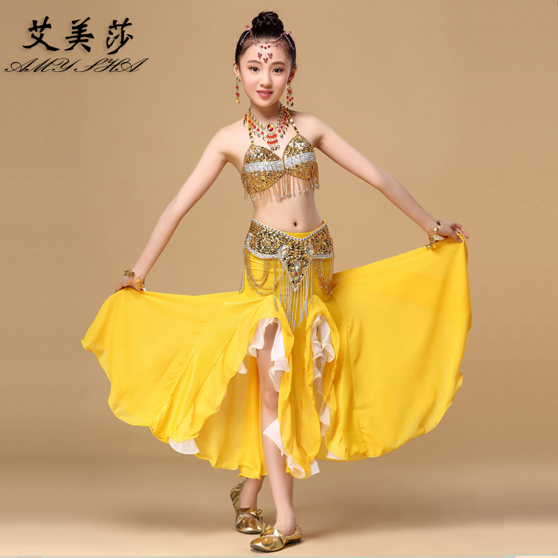 六一儿童高档肚皮舞演出服装套装 小孩61儿童印度舞蹈练功服套装