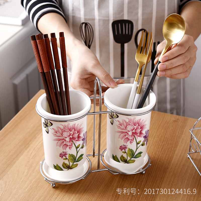 shall/希尔 美耐皿创意分格筷子筒 多功能防霉沥水筷子架 筷子笼