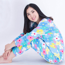 月子家居服 妈妈装 套装 夏季人造棉大码 绵绸薄款 纯棉绸睡衣女士长袖