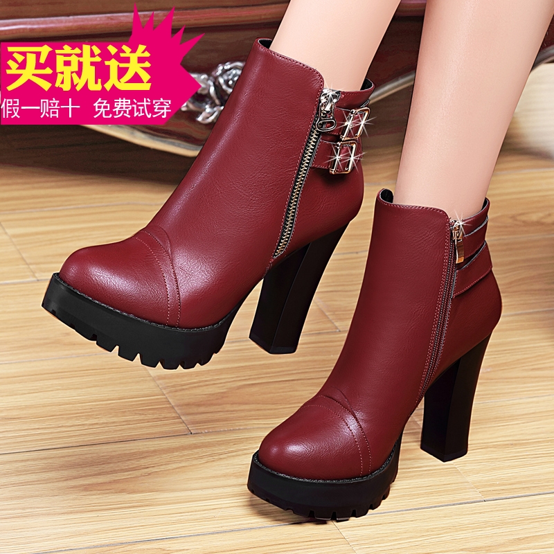 正品[棉皮鞋女高跟]高跟棉皮鞋冬女评测高跟棉