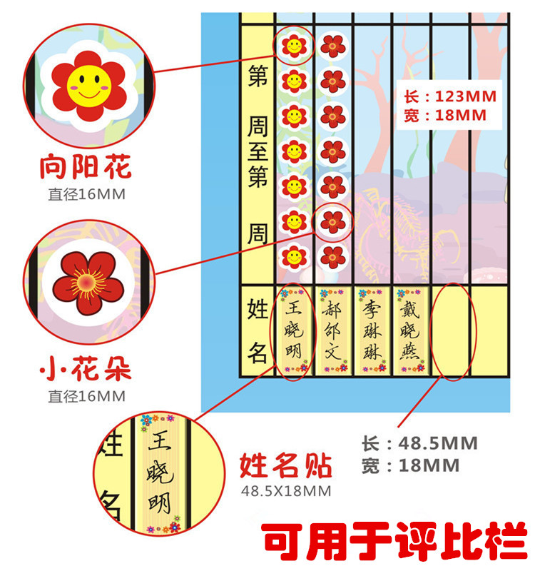 小学生儿童奖励贴纸小红花五角星小红旗表扬贴