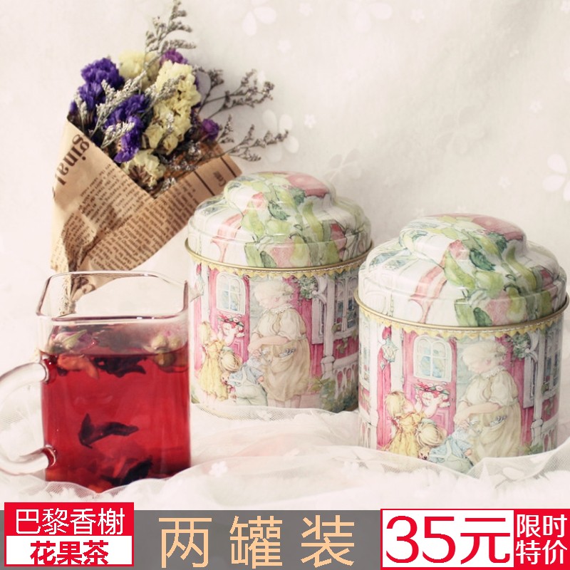 150g*2罐 花果果粒茶 巴黎香榭水果茶玫瑰茄洛神组合花茶德国口味