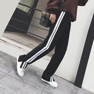 韩版宽松撞色开叉运动裤