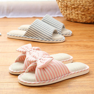 日式情侣亚麻拖鞋