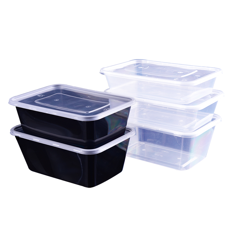 一次性餐盒长方形750ml加厚带盖外卖塑料打包盒50个饭盒碗凉皮