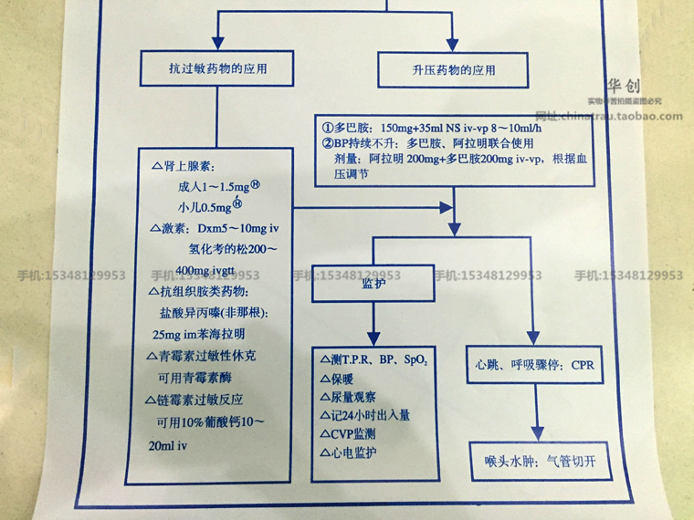 医院工作制度贴图过敏性休克急救流程图抢救流程表超清晰挂图防水