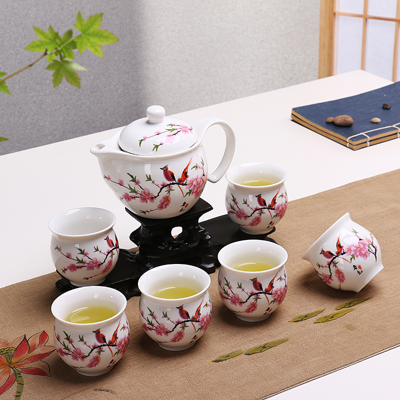 特价 景德镇陶瓷功夫茶具 整套青花茶具套装双层隔热茶杯家用包邮