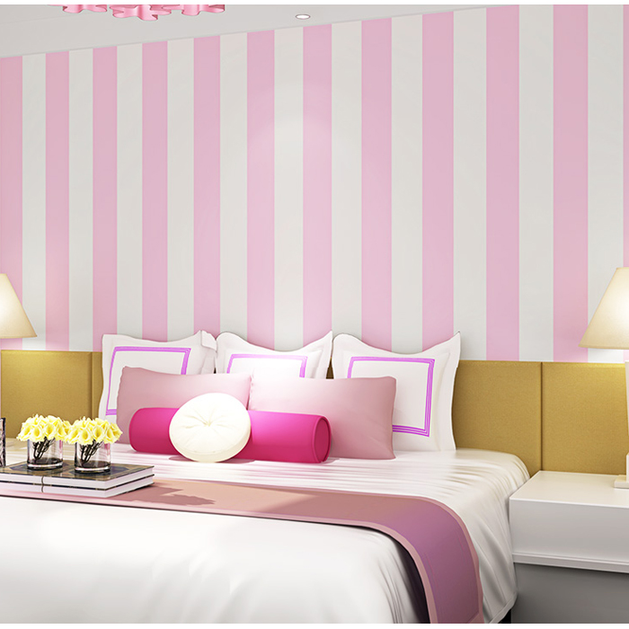 无纺布自粘墙纸客厅贴纸粉色女孩寝室大学生宿