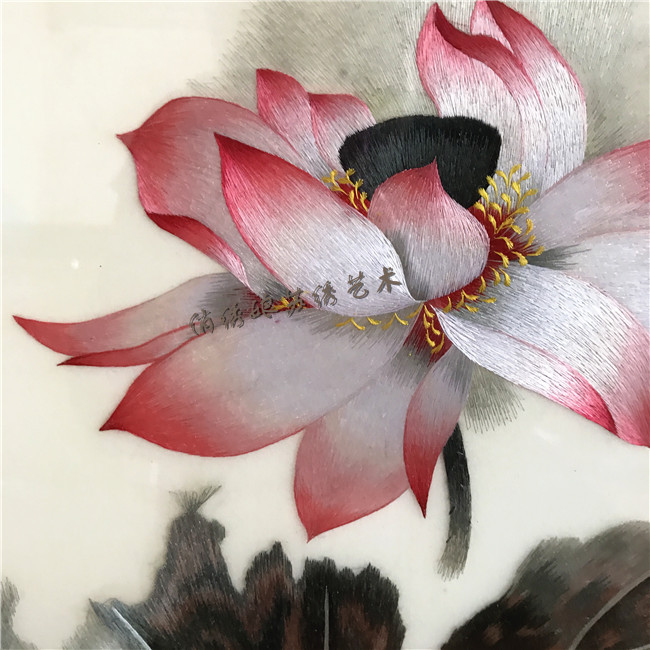 苏绣刺绣成品客厅挂画纯手工蜻蜓荷花卧室玄关餐厅高档礼品画款一