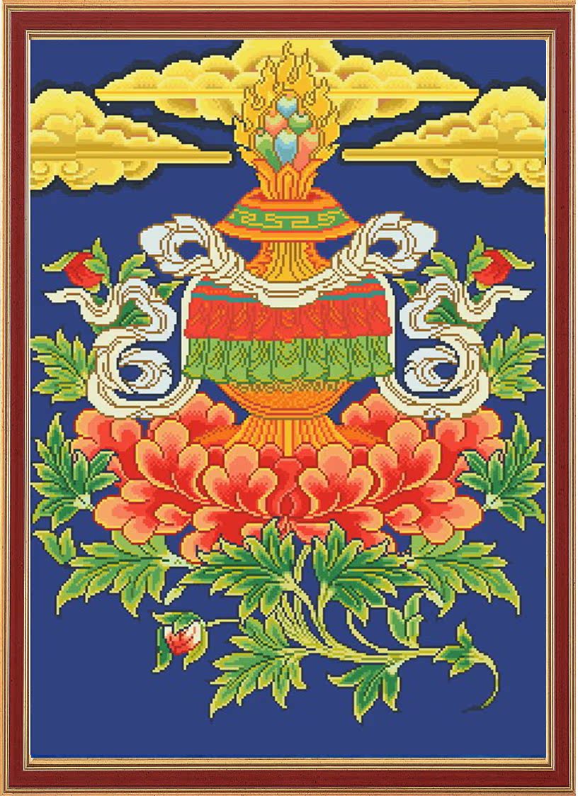 新品精准印花正品启缘佛教十字绣吉祥八宝白海螺棉线丝线