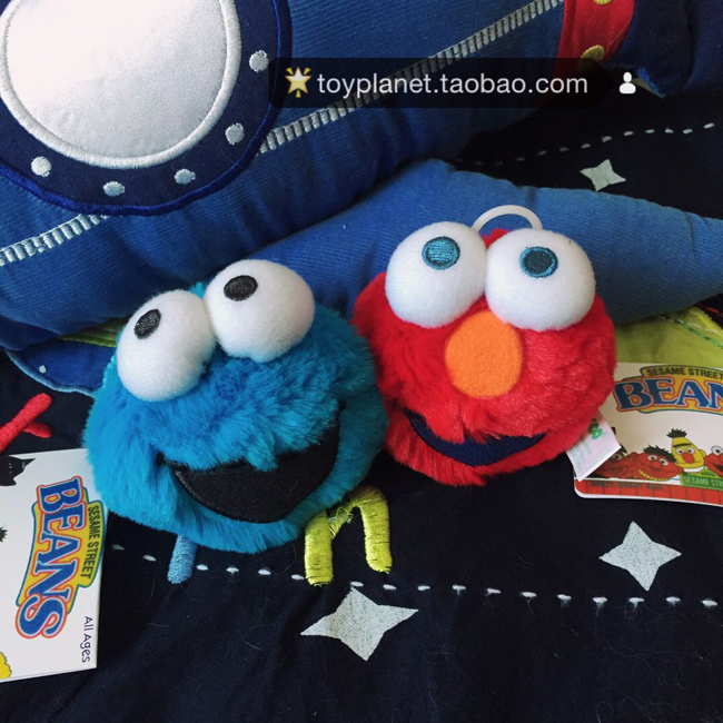 正版sesame street芝麻街艾摩超可爱可拉伸震动毛绒公仔玩偶挂件